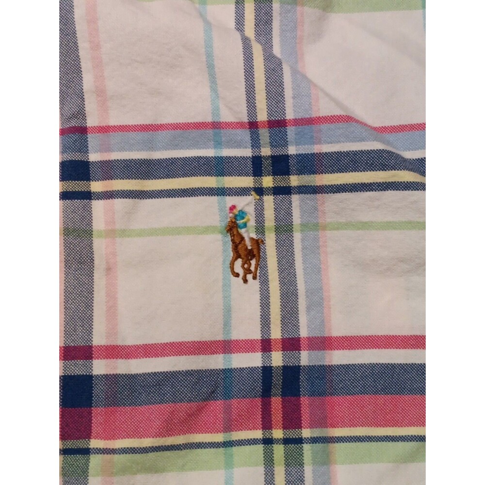 RALPH LAUREN Blue Label Blue Plaid Flesh Pony Logo Classic Fit Shirt Sz 2XLT - Picture 3 of 5